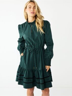 Draper James Green & Black Gingham Print Dress size small